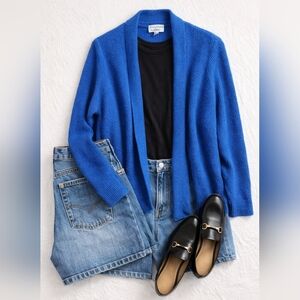 Cobalt Blue Wool Open Front Cardigan Sweater | James Kenrob | M